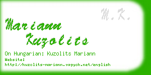 mariann kuzolits business card